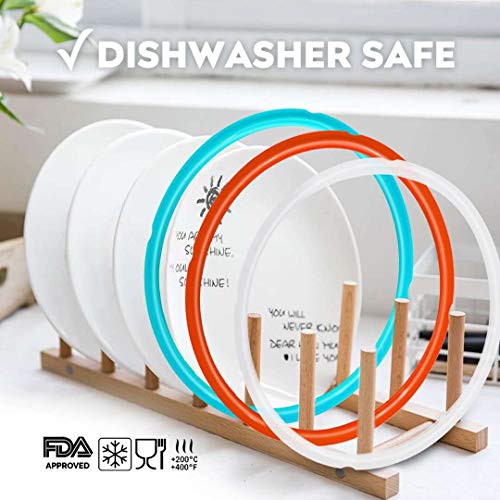 Silicone Sealing Ring, 3 Pack, Savory Sky Blue & Sweet Cherry Red & Common Transparent White, Fit for 5qt / 6qt