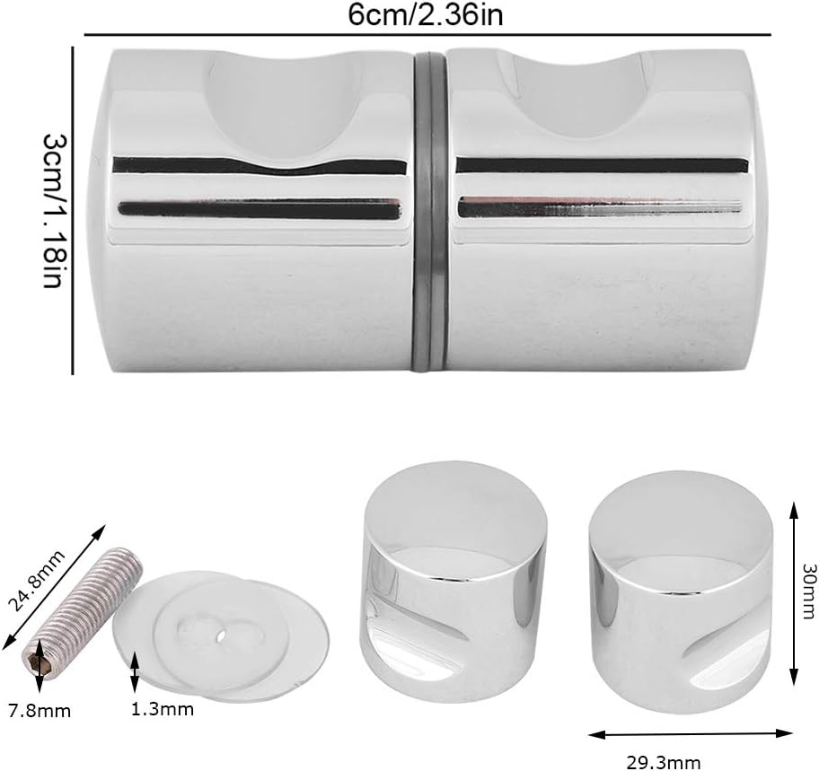 Smandy Shower Door Knob Aluminum Alloy Bath Door Handle Screen Round Back to Back Bathroom Door Handle Knob Replacement for Shower Glass Door (#3) - Image 3