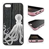 CorpCase - Hybrid ULTRA Case For iPhone SE / 5 / 5S / 5SE  - Octopus On Dark Wood/ Protective iphone 5/5S/5SE Case With Great Style - Features Unique 2-in-1 Hybrid Protection with TPU+Plastic