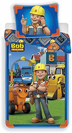 Jerry Fabrics Childrens Bedding Comforter Set Duvet Cover & Pillow Case Bob The Builder, Cotton, Borek 2, 200 x 140 x 0.5 cm