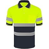 KARXICIY Hi Vis Shirts for Men Safety Construction Reflective Polo Shirt