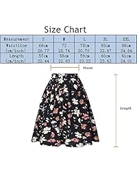 OTEN damaes Vintage bolsillos plisados ??de una línea Faldas midi acampanadas florales