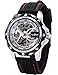 AMPM24 Men's Skeleton Automatic Mechanical Black Silicone Band Sport Wrist Watch PMW082