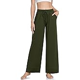 TARSE Wide Leg Yoga Pants for Women Plus Size Palazzo Trousers High Waist Lounge Pajamas Pants Casual Sweatpants with Pockets