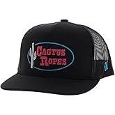 HOOEY Cactus Ropes Circle Patch Trucker Hat for Men – Adjustable Snapback Mesh Baseball Cap - Western Work & Casual Wear