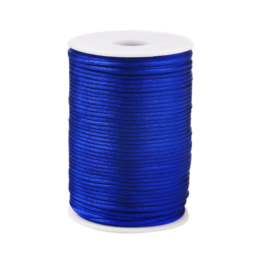 Photo 1 of Paybous 3.0 mm x 54 Yards Nylon Satin Cord Beading Braided Thread String for Chinese Knotting Rattail Macrame Bracelets Necklaces Jewelry Making (Royal Blue)