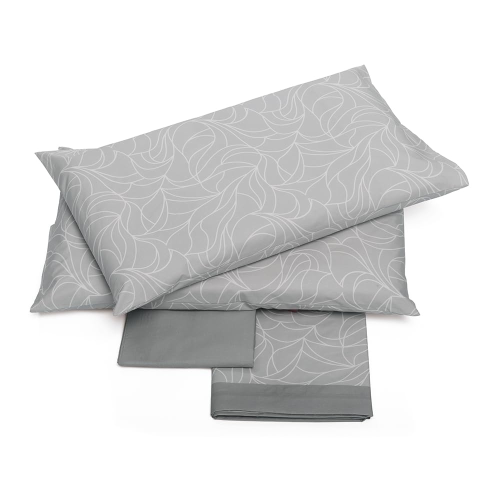 Foppapedretti Notte & Natura Double Bed Set 2P, Top Sheet, Fitted Sheet and 2 Pillowcases; Pearl Wave 100% Cotton, Made in Italy