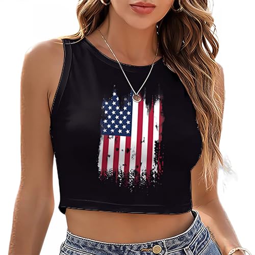 color cosplayer American USA Flag Crop Tank Tops for Women T Shirt Patriotic 4th of July Vest Tops at Amazon