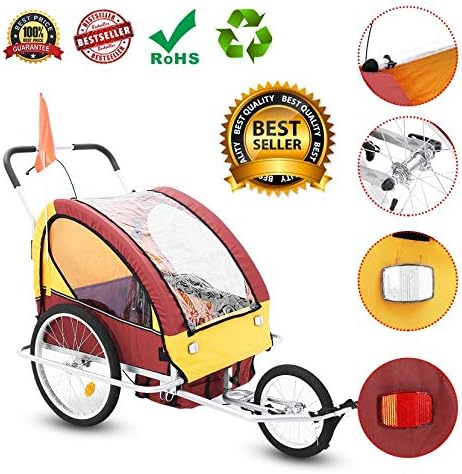 Yogamada Children's Bicycle Trailer 3 Wheels Baby Stroller Universal Children Jogging Stroller Durable Kids Bicycle Carrier