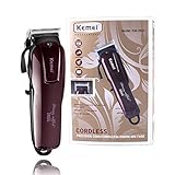 Professional Rechargeble Fast Feed Adjustable Pivot Motor Hair Clipper, Precision Cord/Cordless Fade Clipper Loaded with Features -Carbon Steel Blades,90+ Minute Run Time (Red)