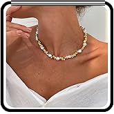 14K Gold Plated Irregular Choker Necklace for Women,Trendy Pearl Hip Hop Statement Collarbone Chain Necklace Fashion Party Band Bar Jewelry Gifts