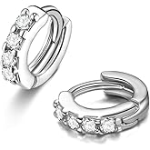 SILBERTALE 5mm Huggie Earrings 925 Sterling Silver Cubic Zirconia Hoop Earrings Cute Mini Forward Helix Cartilage Earring Hoop for Women
