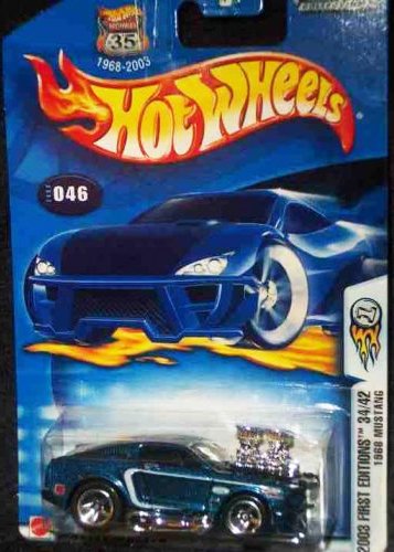 Hot Wheels 2003 First Editions Blue 1968 Ford Mustang 1:64 Scale Collectible Die Cast Car #046