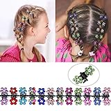 TecUnite 60 Pieces Baby Girls Hair Claw Clips Crystal Rhinestone Mini Hair Clips Mix Colored Flower Hair Bangs Pin Kids Women Hair Accessories