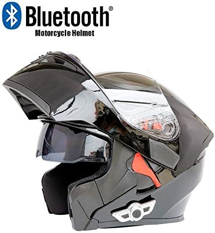 LYZL Bluetooth motorcycle helmet modular flip Bluetooth helmet D.O.T certified anti-fog double mirror with FM automatic answer stereo sound quality (multiple colors available)
