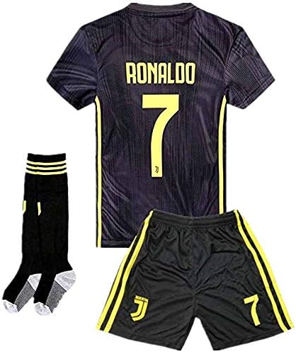 Sulnasport Juventus Away 2018/2019 Cristiano Ronaldo 7 Kids/Youth Soccer Jersey Color Black