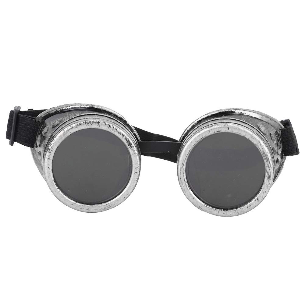 Alomejor Steampunk Goggles Steampunk Goggles Sunglasses Welding Punk Classic Glasses Cosplay Eyeglasses for Party Prop Decor(LOVE type-vintage silver)