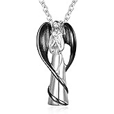 Gisunye Cremation Urn Necklace for Ashes Angel Wing Keepsake Locket Stainless Steel Cross Cremation Jewelry Waterproof Memorial Pendant…