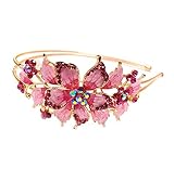 New pink Crystal Rhinestone gold tone metal big Flower design Headband #1212 by beautyxyz