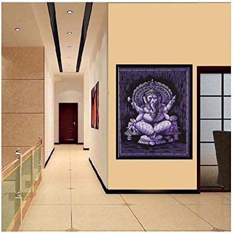 Denika Handicrafts Lord Ganesha Tapestry Bohemian Wall Hanging, Psychedelic Wall Art, Dorm Décor Throw, Indian Wall Tapestries Art