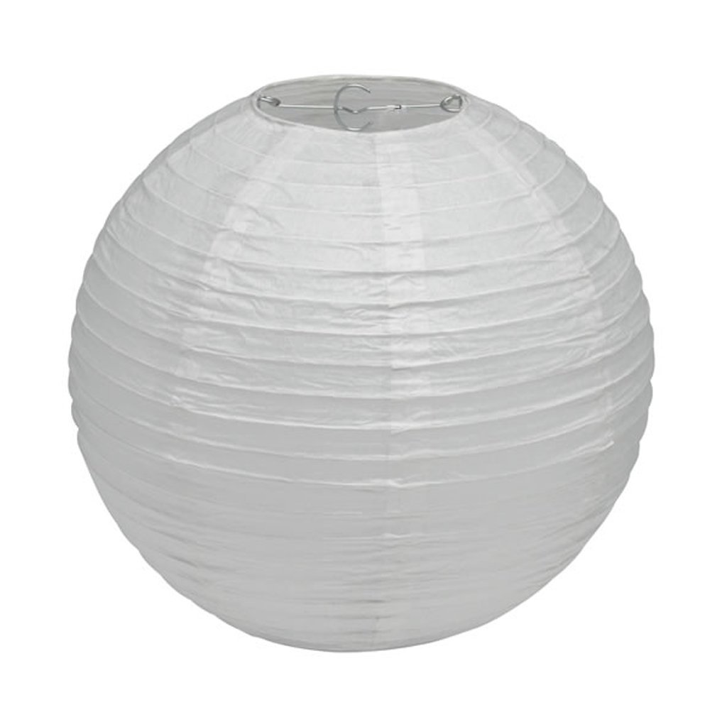 30Cm White Paper Lampshade - Classic Bamboo Style Ribbed Paper Lantern Lamp Shade