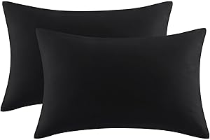 Aisbo King Size Pillow Cases Set of 2 - Black King Pillowcase 2 Pack with Envelope Closure, Soft Brushed Microfiber Bed Pillow Case Cover, 20x36 inches