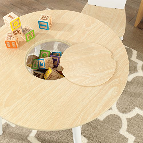 KidKraft Wooden Round Table & 2 Chair Set with Center Mesh Storage