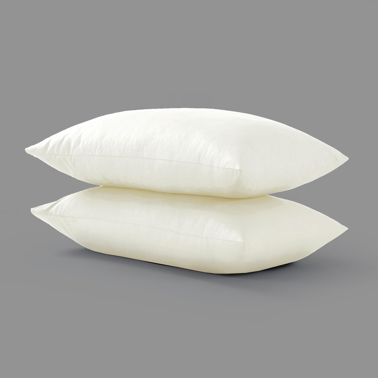 CHARKHAH Pair of Polycotton Standard Housewife Oxford Pillowcases and 100% Cotton Flannel Jersey Pillow Covers Protectors Dyed in Trendy Colors, Size 50 cm x 75 cm (Housewife Pack of 2, Cream)