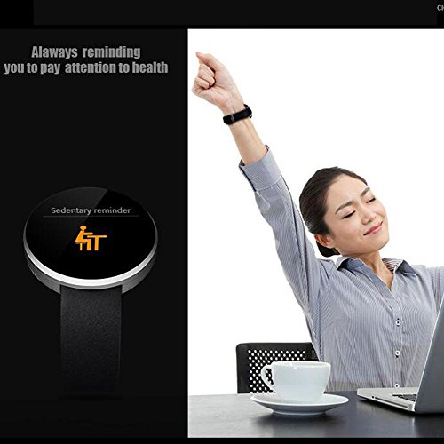 L@YC Smart Watch Round Screen Waterproof Heart Rate Monitoring Health Monitoring Music Control Remote Control Self-Timer, Silver Grey