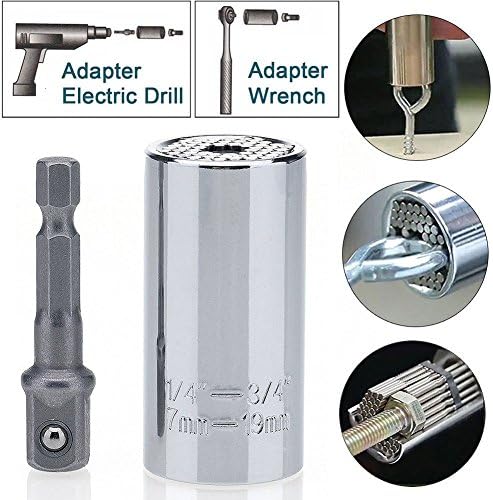 1/4"-3/4" 7-19mm Universal Socket Multi-Function Wrench Head Socket Repair Tool UNIVERSAL SOCKET END Bolt Hexagon Allen Torque Sleeve