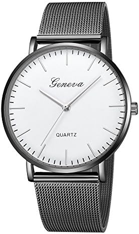 Women's Quartz Watch Thin Stainless Steel Mesh Band Rose Gold Black Wristwatch Unisex Simple Business Casual Round Dial Dress Watches