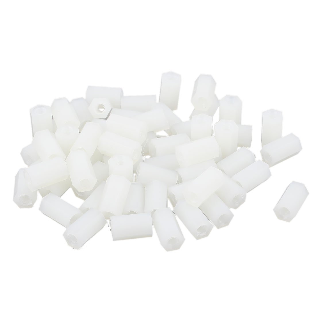Sourcingmap 70 Pcs 10 x 6mm Insulation Hex Nut Threaded Spacer Support M3 Thread