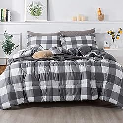 Andency Queen Comforter Set Grey Plaid
