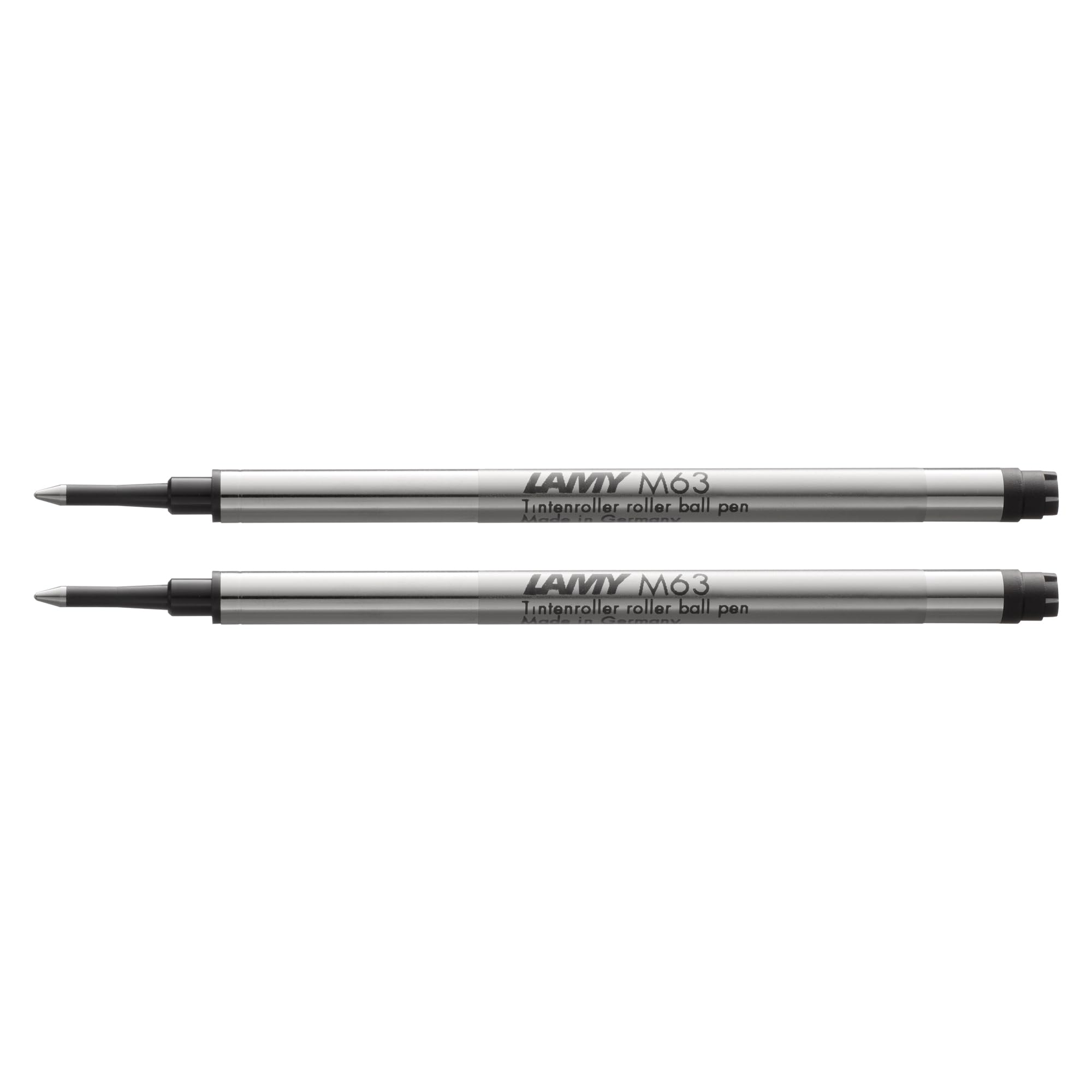 Lamy M63 2-pack of large-capacity metal rollerball refills - Original replacement refills for all rollerball pens with cap - Document-proof - Broad line width in black ink