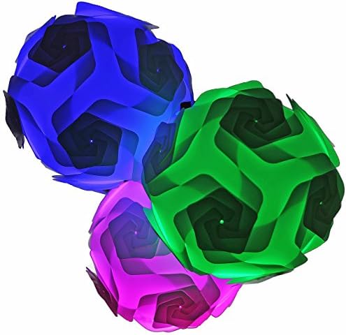 Trinity White Lampshades with Colored Light LED Pucks; DIY; 3 kits/packs (blue, green, pink); a New Puzzle/Jigsaw Lamp Design
