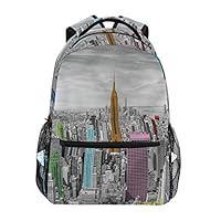 FAKAINU Cityscape Architecture,High-Capacity Personalized Backpack Shoulder Bag Daypack School Bag Bookbag Travel Bag 16"