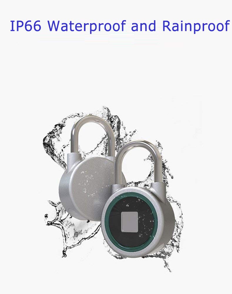 Fingerprint Padlock, Bluetooth Connection Metal Waterproof, Suitable For House Door, Backpack, Suitcase, Bike, Gym, Office, App Is Suitable For Android/Ios