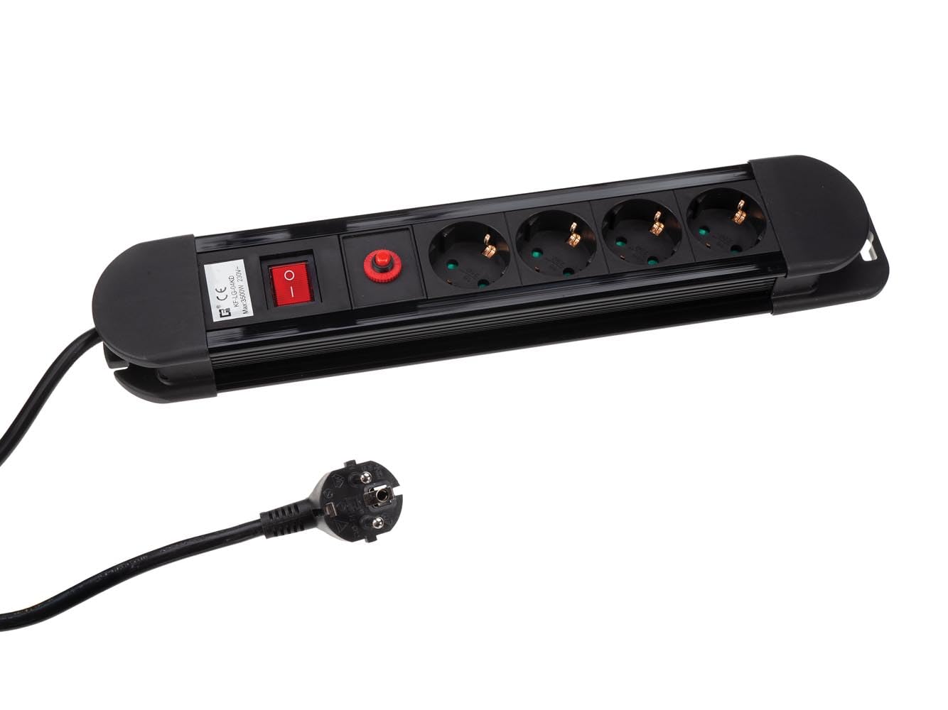 Perel EBP04NN-G 4-Way Plug-Outlet with Overload Protection, Schuko