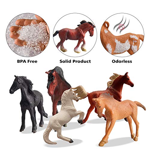 TOYMANY 12PCS 12" Tiny Horse Figurines Toy Set, Plastic Miniature Pony