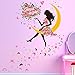 SWORNA Nature Serie Moon Butterfly Flower Girl Vinyl Removable DIY Kids Children Girls Home Wall Art Window Sticker Decor Decal - Bedroom Living Room Kindergarten Playroom Hallway School 55