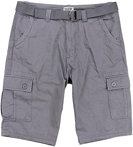 One Tough Brand(OTB) Mens Belted Cotton Cargo Short (Charcoal, 30)