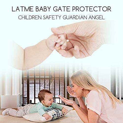 LATME Baby Gate Wall Protector Make Pressure Mounted Safety Indoor Gates More Stable-Wall Damage-Free Fit for Bottom of Gates Doorway Stairs Baseboard Work with Dog Pet Child Gates (White, Round)
