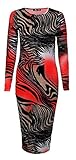 ForeverWomens Long Sleeves Animal Zebra Print Stretchy Midi Dress