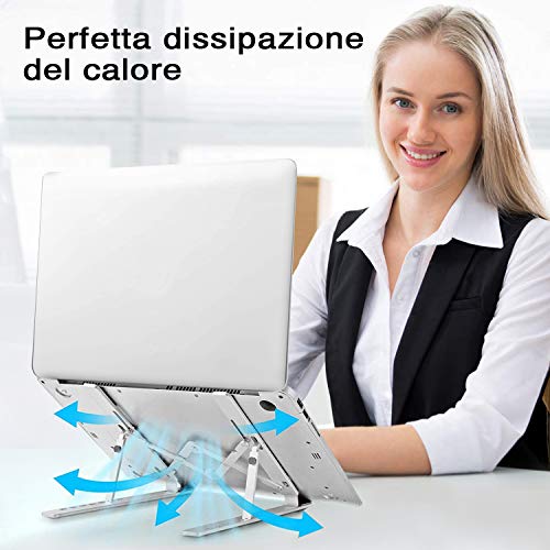 LDesign Supporto PC Portatile, Pieghevole Angolazione Raffreddamento Regolabile Porta PC, Leggero Notebook Supporto per Laptop da Tavolo Regolabile