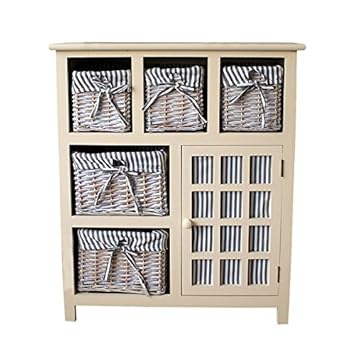 Casamore Selsey 5 Drawer 1 Door Wicker Basket Wooden Storage Unit