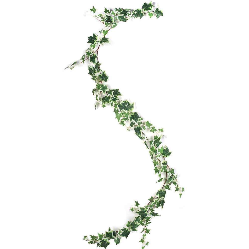 JUSTOYOU Artificial Ivy Garland Artificial Greenery Plants 6.5ft English Ivy Wedding Garland Greenery Fake Hanging Foliage Vine Plants for Wedding Home Garden Wall decor (White and Green IVy Leaf)