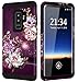 Hocase Galaxy S9 Plus Case w/Unique Floral Design, Sturdy 3-Piece Heavy Duty Shockproof Protection Hard Armor Cover Rubber Protective Case for Samsung Galaxy S9 Plus - Royal Purple/White Flowers