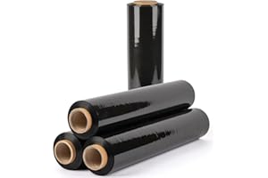 DALLAS PACKAGING SUPPLIES Packing Stretch Wrap Industrial Grade for Moving | Heavy Duty 4 Pack | 18 x 1500 FT - 80 Gauge Thick | Wrap Roll Ideal for Furniture, Pallets | Black