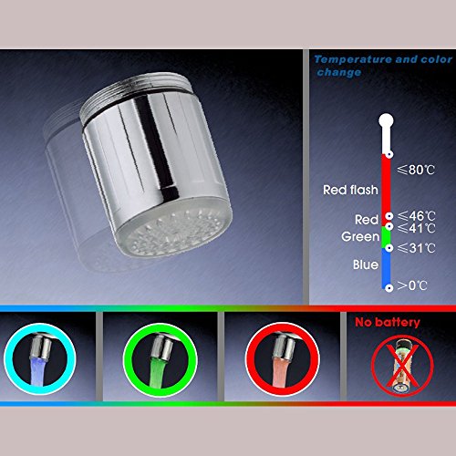 2 pack Colorful LED Water Faucet with 3 Colors Changing Temperature Control, RC-F03 Water Stream Faucet Tap for Kithen and Bathrooms.
