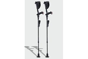 Ergobaum Black Mamba by Ergoactives. 1 Pair (2 Units) of Ergonomic Forearm Crutches - Adult 5' - 6'6'' Adjustable, Ergonomic,